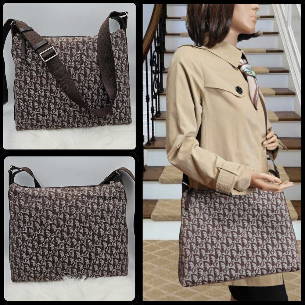 Christian Dior Brown Oblique Canvas Messenger Bag
